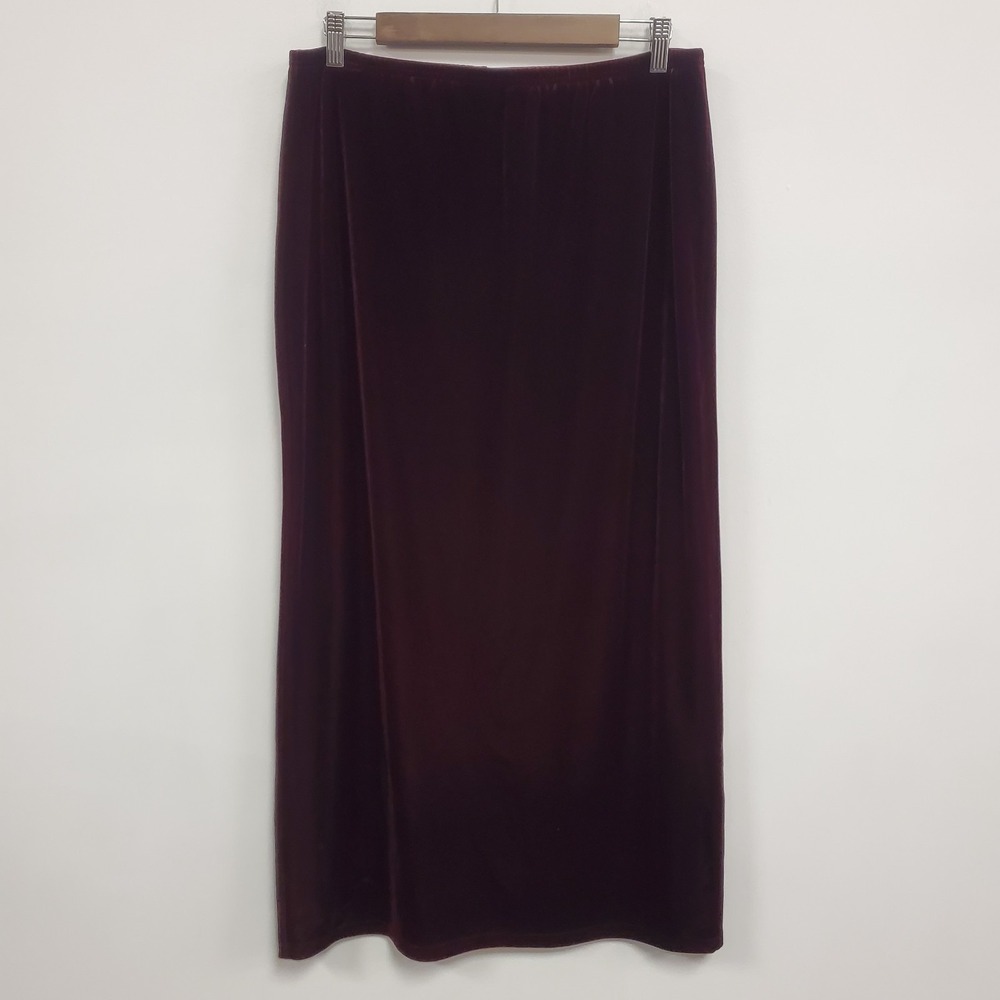 Vtg NY&CO Womens Whimsigoth Velvet Maxi Skirt Size L Red Witchy Dark‎ Romantic